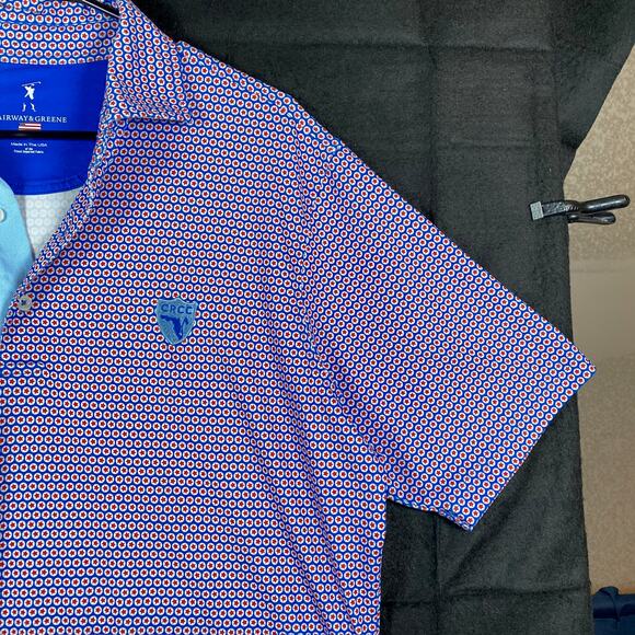 Fairway & Greene Mens Shirt Patriotic Star Golf Polo Short Sleeve Stretch Medium - Picture 5 of 13